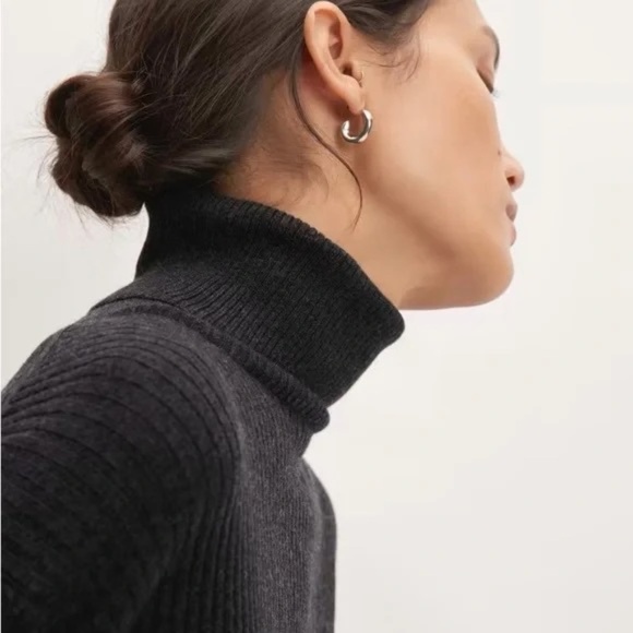 EVERLANE Wool Blend Ribbed Midi Dress Turtleneck Minimalist Preppy XX-Small XXS - Picture 6 of 16